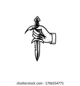 Hold Dagger Tattoo Vector Design Illustration Stock Vector (Royalty ...