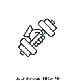 hold dumbbell - minimal line web icon. simple vector illustration. concept for infographic, website or app.