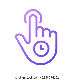 Hold gradient linear vector icon. Long press. Touchscreen control gesture. Smartphone navigation. Show more options. Thin line color symbol. Modern style pictogram. Vector isolated outline drawing