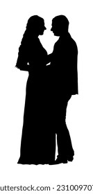 Hold hand groom and bride dance wedding day in dress and suit vector silhouette illustration isolated. Wedding couple kissing shape. Just married man and woman holding hands. Female and male in love.