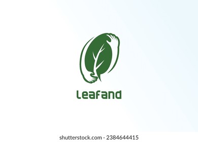 hold hand leaf minimalist elegant modern logo vector