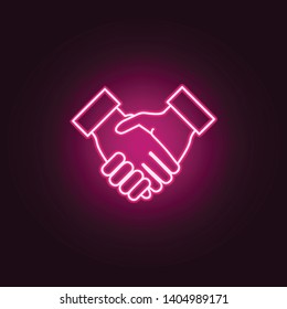 Hold hand neon icon. Elements of Team work set. Simple icon for websites, web design, mobile app, info graphics