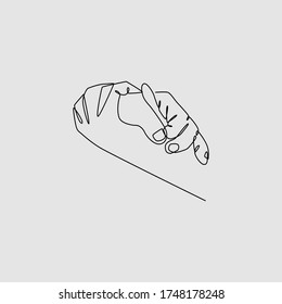 hold hand one line drawing. single line illustration