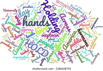 Hold Hands Day 9 August Word Cloud In Vector Art Creative Colourful White Back Ground