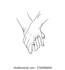 hold hands, vector illustration hand draw, on white background