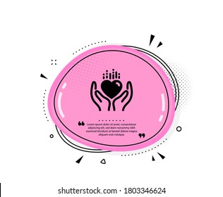 Hold heart icon. Quote speech bubble. Care love emotion sign. Valentine day symbol. Quotation marks. Classic hold heart icon. Vector