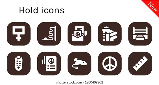  hold icon set. 10 filled hold icons. Simple modern icons about  - Peace, Mouse, Slide, Boxing ring, Remote control, Finger