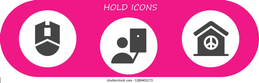 hold icon set. 3 filled hold icons. Simple modern icons about  - Mouse, Selfie, Peace
