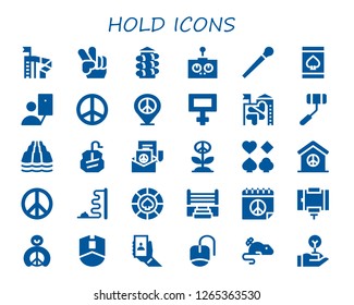  hold icon set. 30 filled hold icons. Simple modern icons about  - Slide, Peace, Remote control, Stick, Online gambling, Selfie, Selfie stick, Mouse, Poker, Casino, Boxing ring