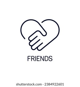 Hold, keep a friend.  Vector linear illustration icon isolated on white background.