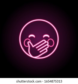Hold a laugh face neon icon. Simple thin line, outline vector of emoji icons for ui and ux, website or mobile application