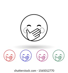 Hold a laugh multi color icon. Simple thin line, outline vector of emoji icons for ui and ux, website or mobile application