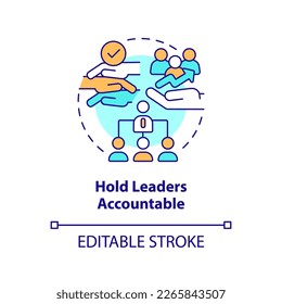 Hold leaders accountable concept icon. Making DEI efforts effective practice abstract idea thin line illustration. Isolated outline drawing. Editable stroke. Arial, Myriad Pro-Bold fonts used