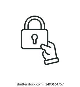 hold lock - minimal line web icon. simple vector illustration. concept for infographic, website or app.