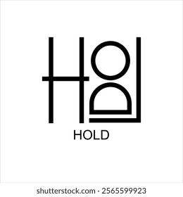 HOLD logo design for business. Initial letter modern design for company business brand, simple minimal typography. Logo for invitation wedding and party. 