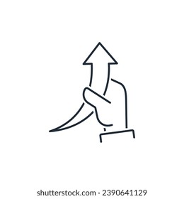 To hold, to maintain an advantage.  Vector linear illustration icon isolated on white background.