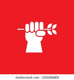 Hold olive branch icon, graphics resource template, vector illustration.