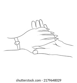 Sujete el estilo de dibujo de dos líneas de mano, el dibujo manual lineal negro aislado en fondo blanco, la ilustración vectorial de línea de mano.