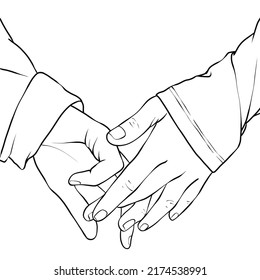 Hold on with your little fingers. Hands holding Vector illustration. Concept for logo, card, banner, poster flyer.