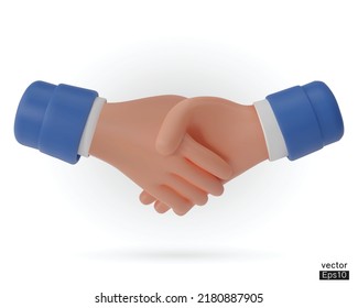 Premium Vector  3d cartoon handshake isolated on blue background business  concept of partnership cooperation successful deal hand shake symbol vector  3d illustration