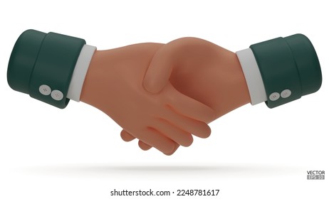 Halte die Hände Cartoon Icon Design. Grüne Hülle und Fülle.Handshake, erfolgreicher Deal, Partner, Teamwork, Vertrag, Partnerschafts- und Kooperationskonzept.3D Vektorgrafik