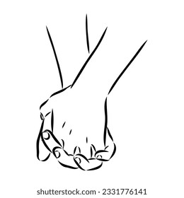 Hold one's hands continuous line drawing. People shaking hands one line. Vector illustration for poster, card, banner valentine day, wedding,Coffee cup and t-shirt