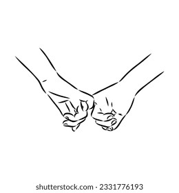 Hold one's hands continuous line drawing. People shaking hands one line. Vector illustration for poster, card, banner valentine day, wedding,Coffee cup and t-shirt