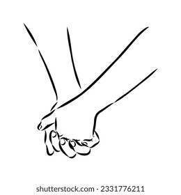 Hold one's hands continuous line drawing. People shaking hands one line. Vector illustration for poster, card, banner valentine day, wedding,Coffee cup and t-shirt