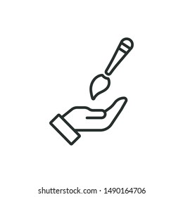 hold paint brush - minimal line web icon. simple vector illustration. concept for infographic, website or app.