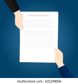 hold paper hand business flat vector