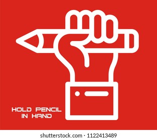 HOLD PENCIL IN HAND VECTOR ICON 