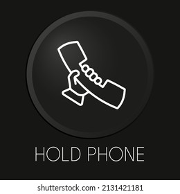 Mantenga aislado el icono de la línea vectorial mínima del teléfono en el botón 3D en el fondo negro. Vector Premium.