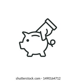 hold piggy - minimal line web icon. simple vector illustration. concept for infographic, website or app.