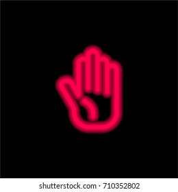 Hold red glowing neon ui ux icon. Glowing sign logo vector