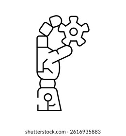 hold robot hand gesture line icon vector. hold robot hand gesture sign. isolated contour symbol black illustration