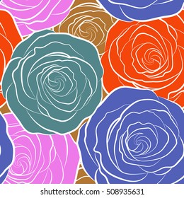 Hold rose flower. Rose texture vector Illustration. Abstract seamless pattern with stylized rose flowers.