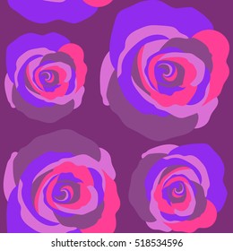 Hold rose flower. Rose texture vector Illustration. Abstract seamless pattern with stylized rose flowers on a violet background.