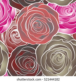 Hold rose flower. Rose texture vector Illustration. Abstract seamless pattern with stylized rose flowers.