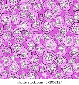Hold rose flower. Rose texture vector Illustration. Abstract seamless pattern with stylized white rose flowers.