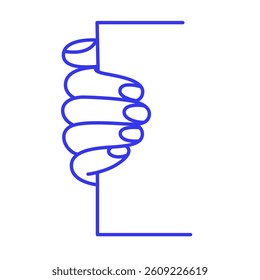 Hold sheet in hands. Doodle icon. Contour vector illustration