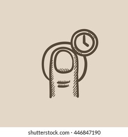 Hold timer gesture vector sketch icon isolated on background. Hand drawn Hold timer gesture icon. Hold timer gesture sketch icon for infographic, website or app.