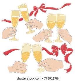 Hold wine glass to celebrate, vector illustration