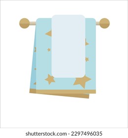 Holder with bath towel on white background