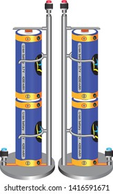 A holder for batteries, the use of this device in laboratory physics works as a powerful power source.