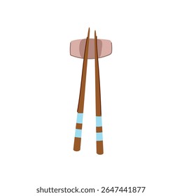 titular chopstick resto desenho animado. utensílio jantar, acessório de louça, bambu porcelana titular chopstick resto sinal. isolado símbolo vetor ilustração