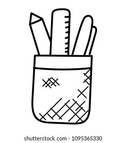 
A holder cup, doodle vector icon design of pencil holder
