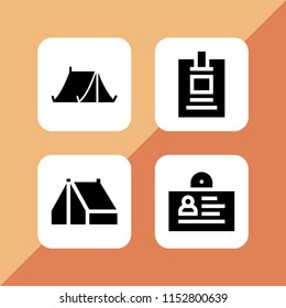 holder icon. 4 holder set with id card and tent vector icons for web and mobile app