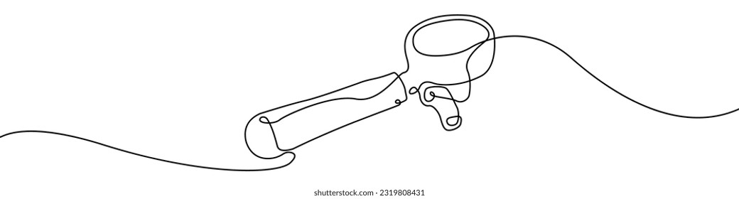 Holder icon line continuous drawing vector. One line Holder for a coffee machine icon vector background. Barista tool icon. Continuous outline of a Barista tool icon.