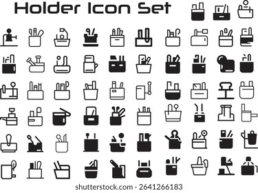 Holder Icon Set.eps. Holder Icons - Line Series - Editable Stroke
