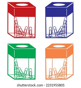 Portadora Para Ilustración De Vectores De Clips De Papel. Icono de dispensador de clips de papel
